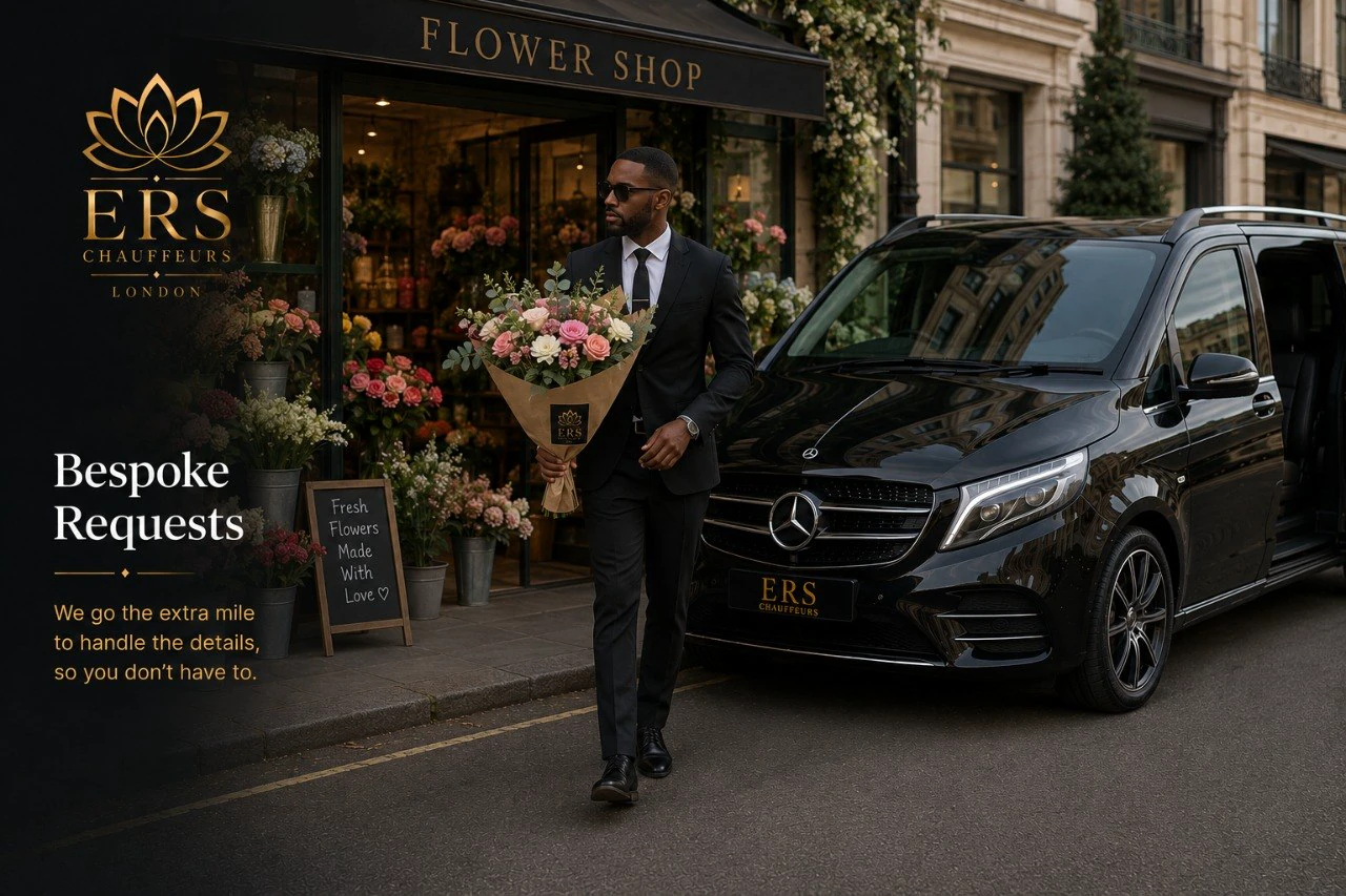ERS chauffeur delivering flowers as part of a bespoke request