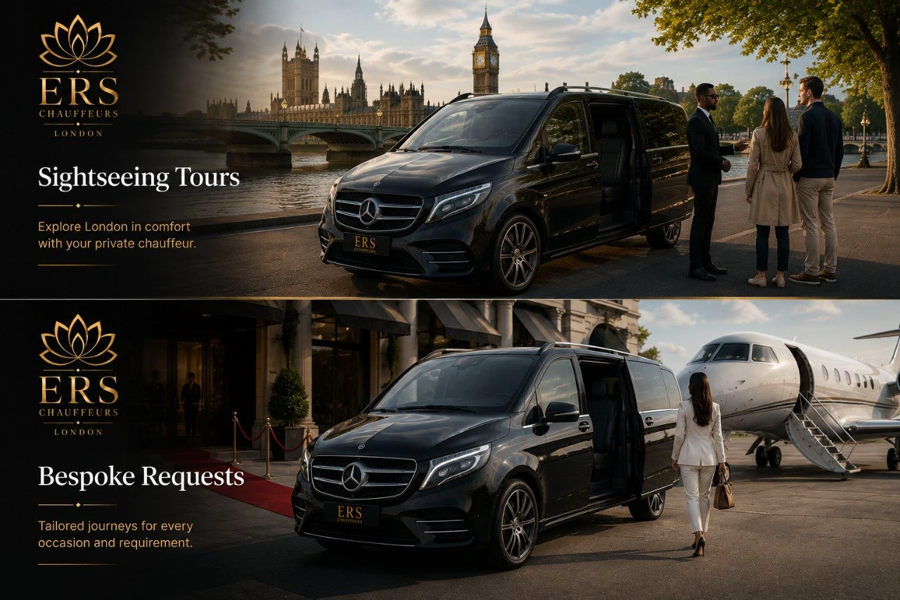 ERS Chauffeurs sightseeing tours and bespoke requests service artwork